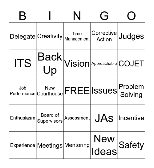 Supervisor Bingo Card