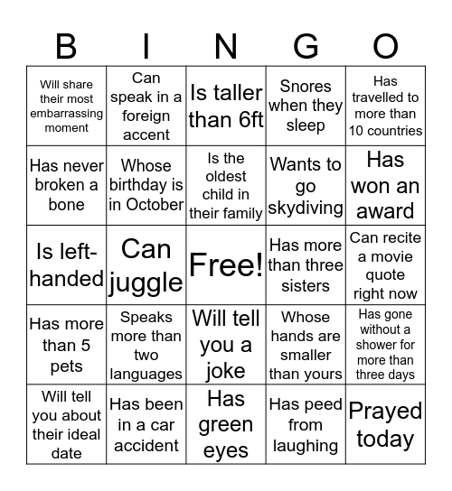 Find Someone Who... Bingo Card