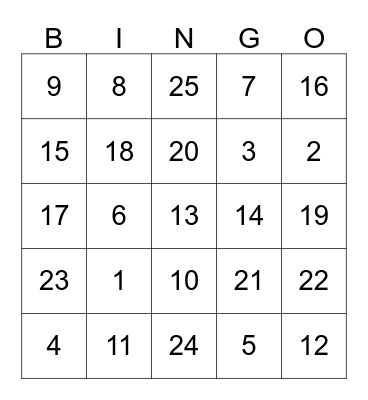 Los Numeros Bingo Card