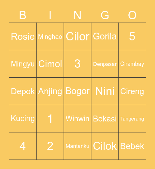 bingo oci Bingo Card