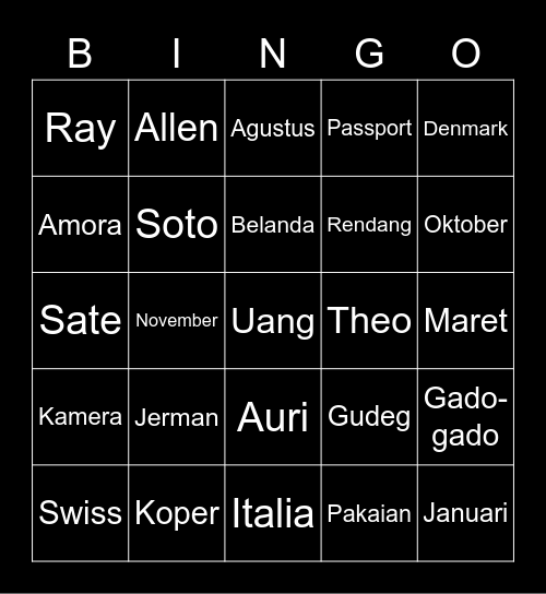 Samael's Bingo Card