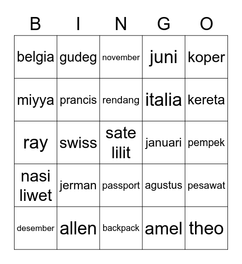 arvanoes Bingo Card