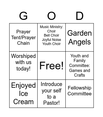 Rally Day Bingo Card