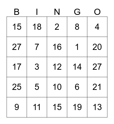 Los Numeros Bingo Card