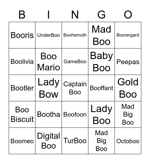 Birb Round 1 (Boos) Bingo Card