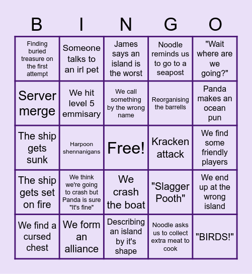 FoxxPrints Sea of Thieves Bingo Card