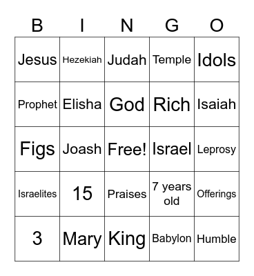 Bible Bingo Card