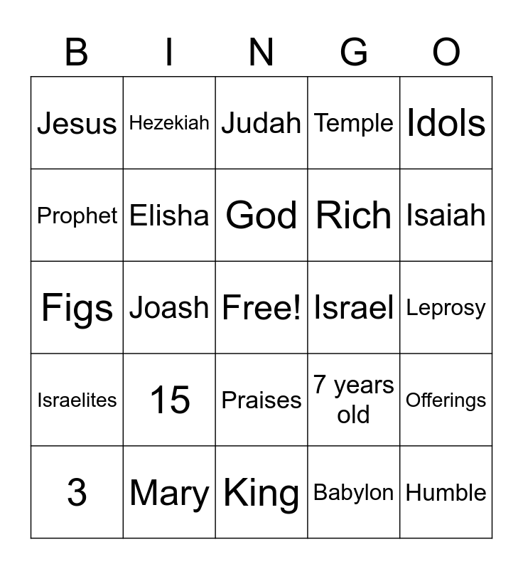 Bible Bingo Card