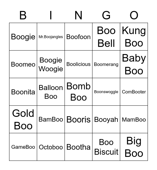 Glace Round 1 (Boos) Bingo Card