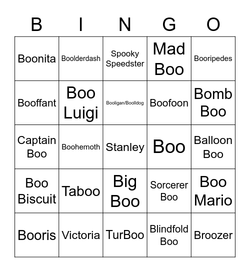 Glace Round 2 (Boos) Bingo Card