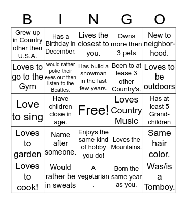 Find someone WHO... Bingo Card