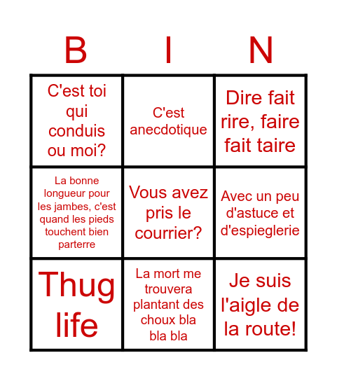 Le Grand Bingo GrinGrin 2022/23 Bingo Card