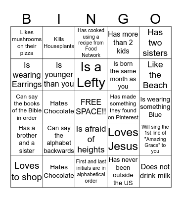 GET TO KNOW HER Bingo Card