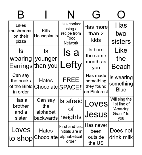 GET TO KNOW HER Bingo Card