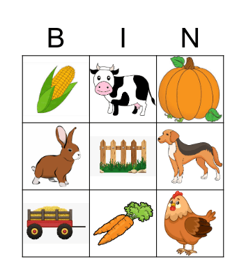 Farm Day Bingo Card