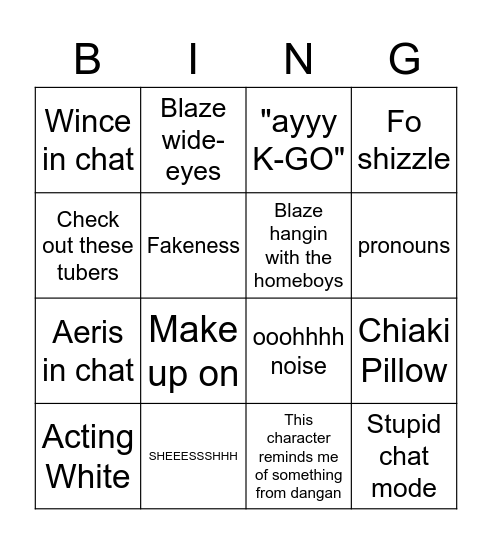 Dinco Bingo Card