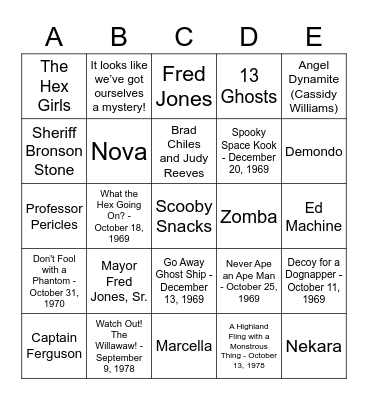 SCOOBY DOO Bingo Card