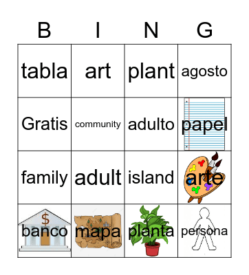 Unit 1: Cognates Bingo Card