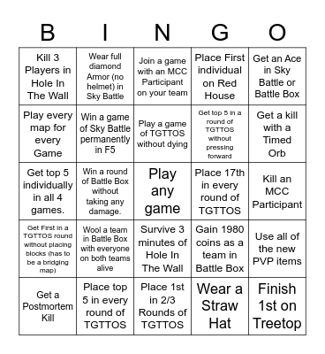 MCCi Bingo Card