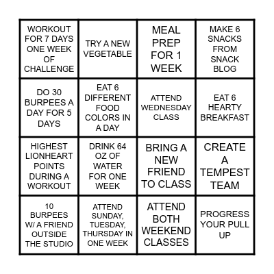 IGNITE CHALLENGE - F45 BOTHELL Bingo Card