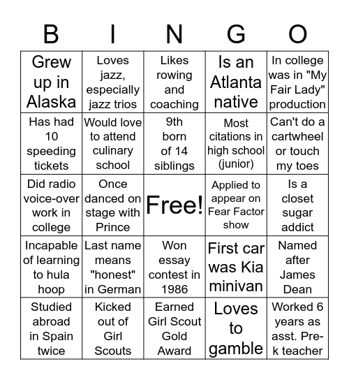Mix & Mingle Bingo Card