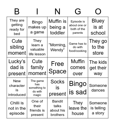 Bingo’s Bingo Card