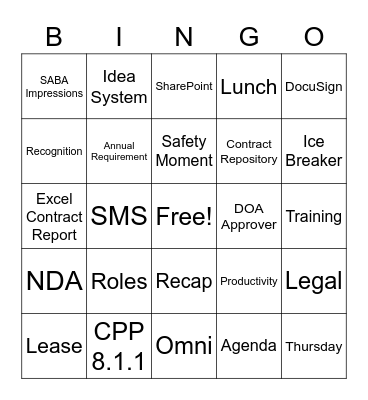 Day Three - Bingo Card