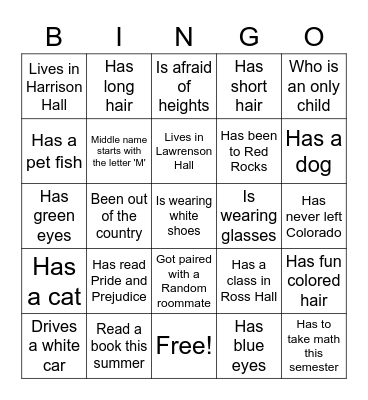 First Day Bingo! Bingo Card