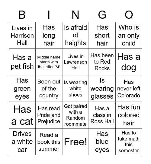 First Day Bingo! Bingo Card