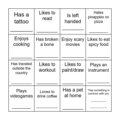 Find someone who... Bingo Card