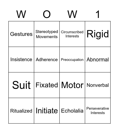 wow 1.1 Bingo Card