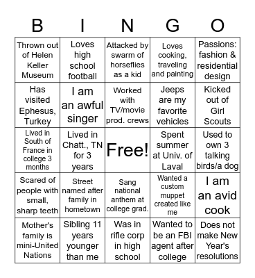 Mix & Mingle Bingo Card