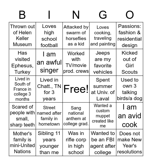 Mix & Mingle Bingo Card