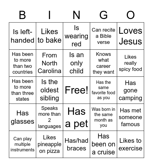 Icebreaker Bingo: Find Someone Who Bible Bingo Card