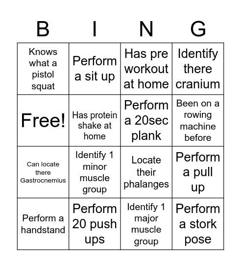 Crossfit Bingo Card