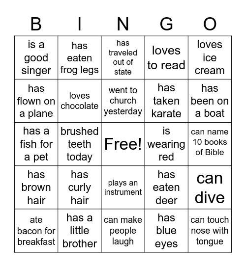Hey!  Who are YOU? Bingo Card