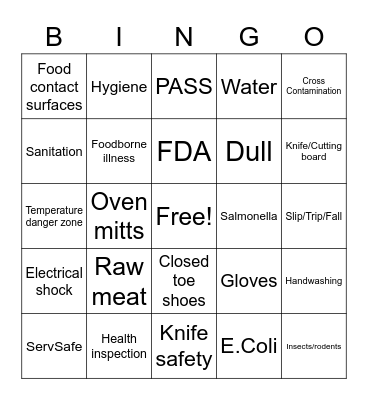 Safety BINGO Card