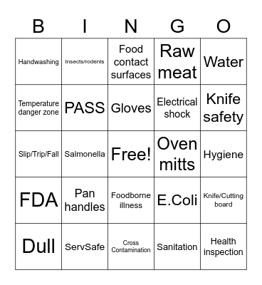 Safety BINGO Card