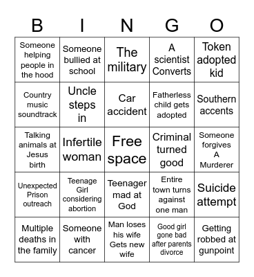 Christian movie bingo Card
