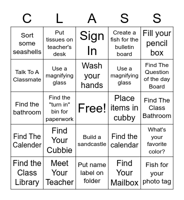 Open House BINGO Card