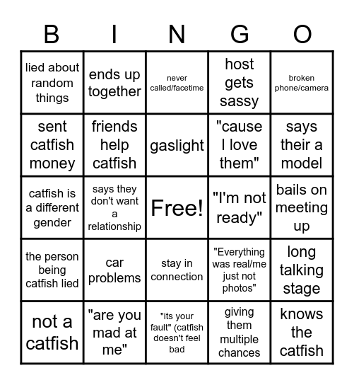 red flags Bingo Card