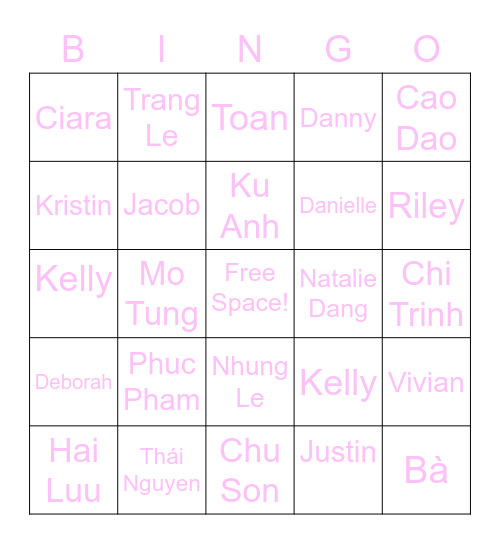 Who’s Gonna Call/Text Bingo Card