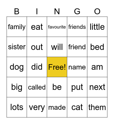 Oxford 61-100 Bingo Card