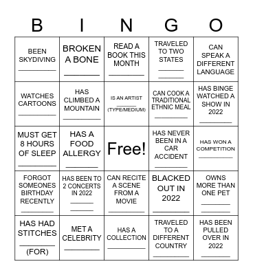 324 Bingo Card