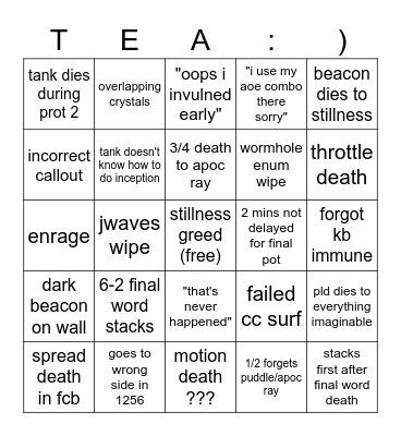 tea bingo Card