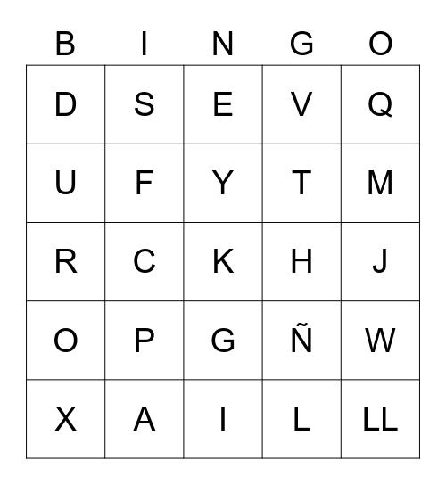 El Alfabeto Bingo Card el-alfabeto-bingo-card