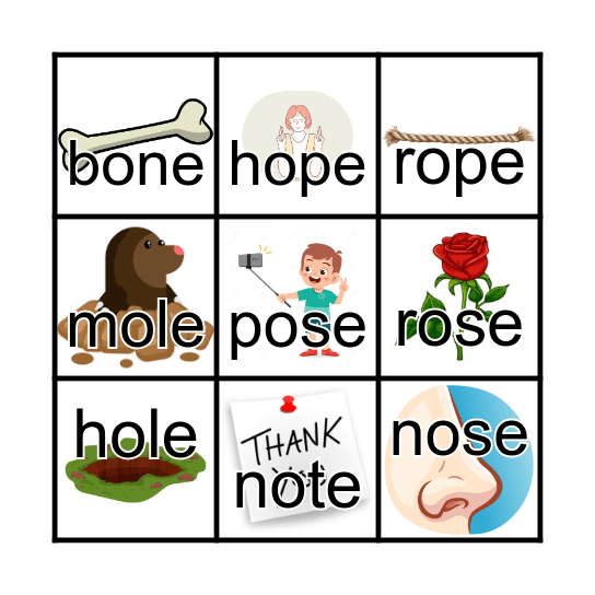 Phonics 3 unit 5 Bingo Card