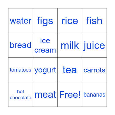 Food Bingo Card