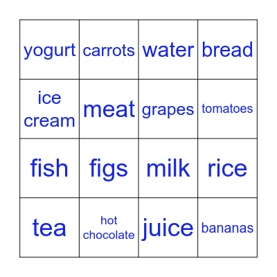 Food Bingo Card