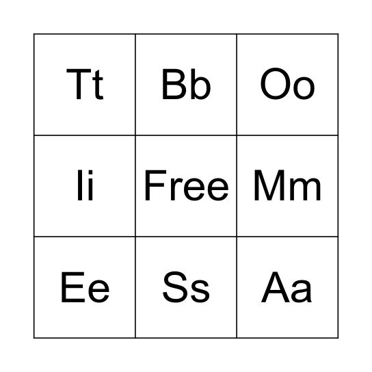 Letter Review  Bingo Card